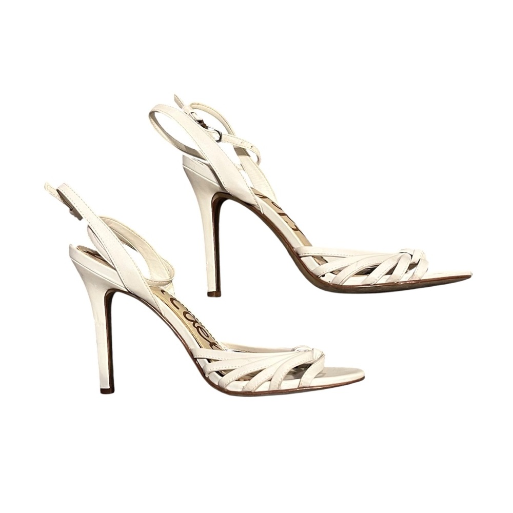 Sam Edelman White Strappy 4-In Sandal Heel Size 8